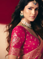 Monjolika Fashion Viscose Silk Rani Pink Saree With Rich Zari Weaving & Designer Tassels | Grocsy