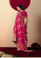Monjolika Fashion Viscose Silk Rani Pink Saree With Rich Zari Weaving & Designer Tassels | Grocsy