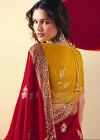 Monjolika Fashion Viscose Silk Red Saree With Rich Zari Weaving & Designer Tassels | Grocsy