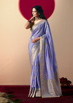 Monjolika Fashion Viscose Silk Lavender Saree With Rich Zari Weaving & Designer Tassels | Grocsy