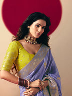 Monjolika Fashion Viscose Silk Lavender Saree With Rich Zari Weaving & Designer Tassels | Grocsy