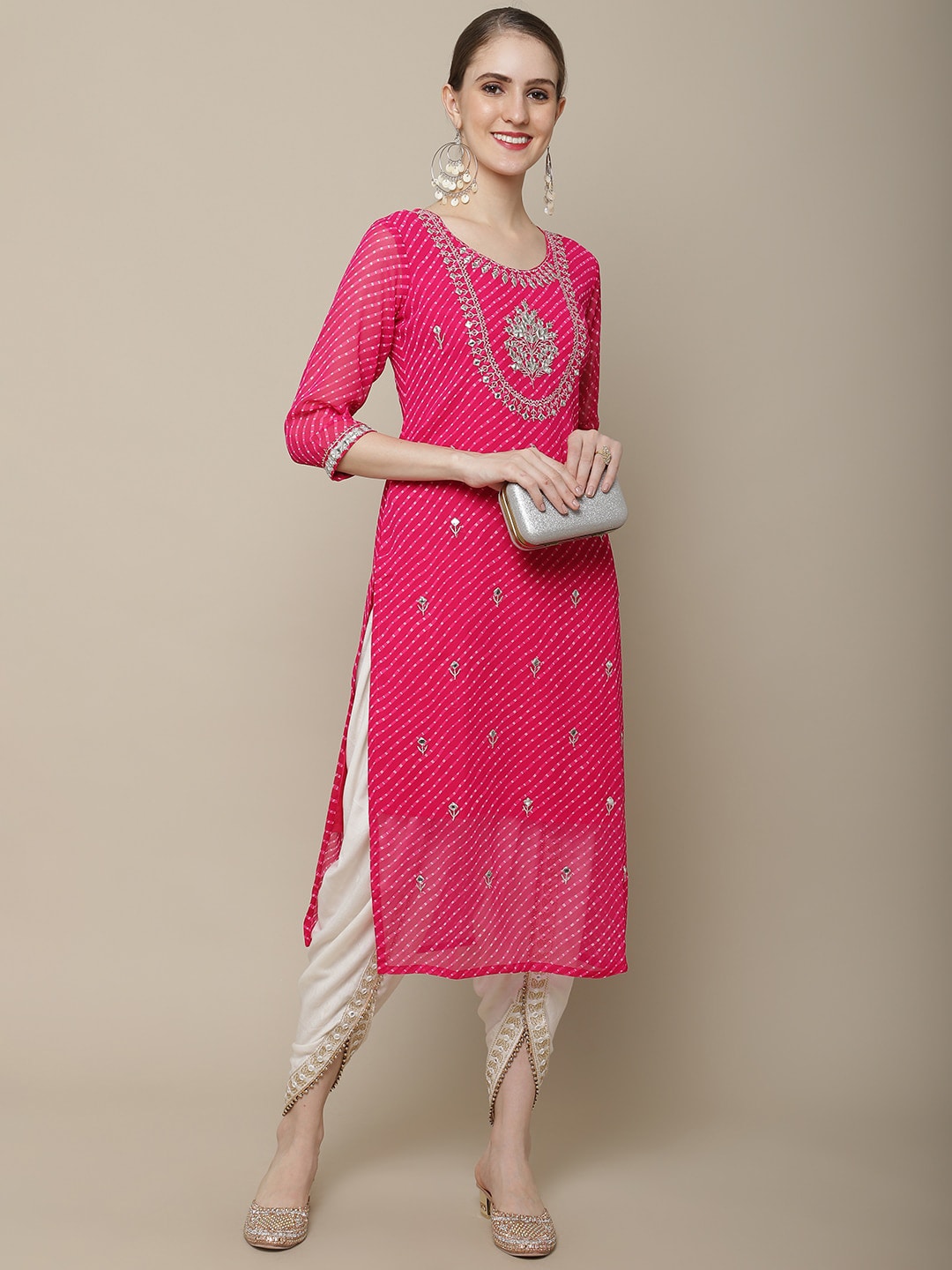 Sangria Women Ethnic Motifs Embroidered Floral Georgette Kurta | Grocsy
