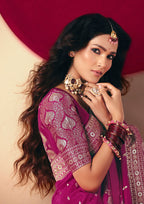 Monjolika Fashion Viscose Silk Magenta Saree With Rich Zari Weaving & Designer Tassels | Grocsy