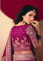 Monjolika Fashion Viscose Silk Magenta Saree With Rich Zari Weaving & Designer Tassels | Grocsy