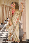 Monjolika Fashion Silk Blend Silk Saree In Off White With Rich Meenakari Zari Weaving | Grocsy