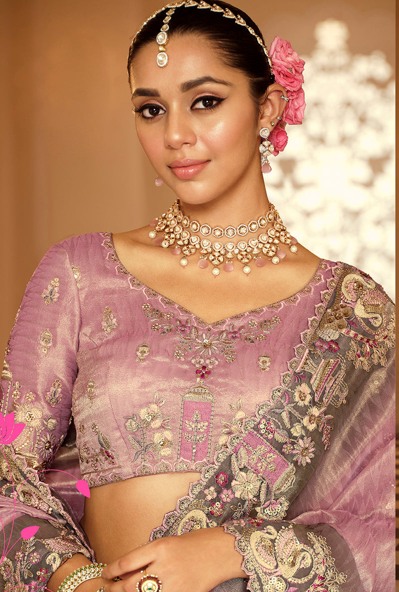 Monjolika Fashion Silk Blend Silk Saree In Onion Pink With Rich Meenakari Zari Weaving | Grocsy