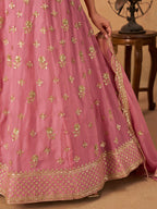 Monjolika Fashion Embroidered Pink Organza Trendy Lehenga Choli | Grocsy