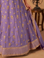 Monjolika Fashion Embroidered Lavender Organza Trendy Lehenga Choli | Grocsy