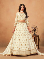 Monjolika Fashion Embroidered White Organza Trendy Lehenga Choli | Grocsy