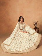 Monjolika Fashion Embroidered White Organza Trendy Lehenga Choli | Grocsy