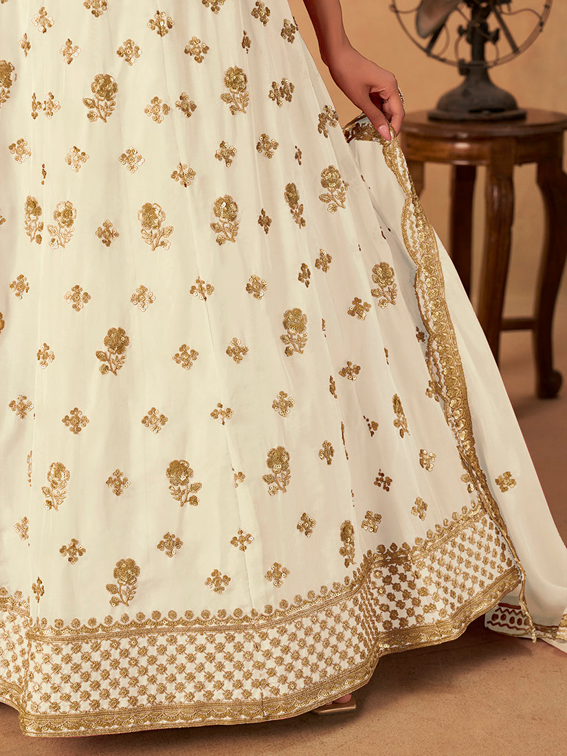 Monjolika Fashion Embroidered White Organza Trendy Lehenga Choli | Grocsy