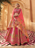 Monjolika Fashion Rani Pink Banarasi Silk Wedding Wear Lehenga With Embroidery Work | Grocsy