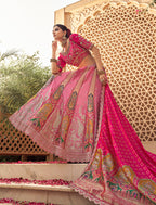 Monjolika Fashion Onion Pink Banarasi Silk Wedding Wear Lehenga With Embroidery Work | Grocsy