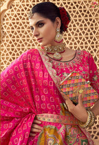 Monjolika Fashion Onion Pink Banarasi Silk Wedding Wear Lehenga With Embroidery Work | Grocsy