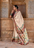 Monjolika Fashion Cream Printed Silk Contemporary Saree | Grocsy