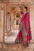 Monjolika Fashion Dark Pink Printed Silk Contemporary Saree | Grocsy