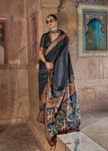 Monjolika Fashion Black Printed Silk Contemporary Saree | Grocsy