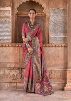 Monjolika Fashion Maroon Printed Silk Contemporary Saree | Grocsy