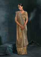 Monjolika Fashion Grey Color Cutdana Moti And Mirror Heavy Work Silk Blend Saree | Grocsy