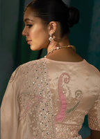 Monjolika Fashion Light Peach Silk With Thread, Moti Zarkan Work Beautiful Border Saree | Grocsy