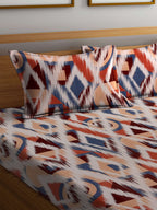 BOMBAY DYEING Marigold Brown Geometric Cotton 104 TC King Bedsheet & 2 Pillow Covers | Grocsy