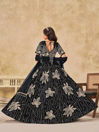 Monjolika Fashion Black Embroidered Art Silk Reception Trendy Lehenga Choli | Grocsy