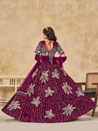 Monjolika Fashion Wine Embroidered Art Silk Reception Trendy Lehenga Choli | Grocsy