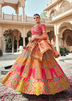 Monjolika Fashion Rani Pink Premium Banarasi Silk With Zarkan & Cutwork Wedding Wear Lehenga | Grocsy