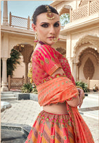 Monjolika Fashion Rani Pink Premium Banarasi Silk With Zarkan & Cutwork Wedding Wear Lehenga | Grocsy