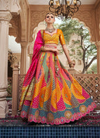 Monjolika Fashion Multicolor Premium Banarasi Silk With Zarkan & Cutwork Wedding Wear Lehenga | Grocsy