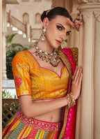 Monjolika Fashion Multicolor Premium Banarasi Silk With Zarkan & Cutwork Wedding Wear Lehenga | Grocsy