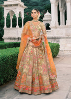 Monjolika Fashion Cream Silk Bridal With Sequins And Moti Work Lehenga | Grocsy