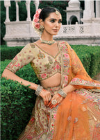 Monjolika Fashion Cream Silk Bridal With Sequins And Moti Work Lehenga | Grocsy