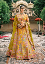 Monjolika Fashion Mustard Silk Bridal With Sequins And Moti Work Lehenga | Grocsy
