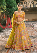 Monjolika Fashion Mustard Silk Bridal With Sequins And Moti Work Lehenga | Grocsy