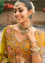 Monjolika Fashion Mustard Silk Bridal With Sequins And Moti Work Lehenga | Grocsy