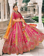 Monjolika Fashion Rani Pink Silk Bridal With Sequins Embroidery And Stone Work Lehenga | Grocsy