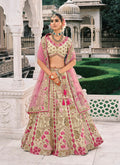 Monjolika Fashion Cream Silk Bridal With Sequins Embroidery And Stone Work Lehenga | Grocsy