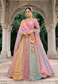 Monjolika Fashion Multicolor Silk Bridal With Thread Embroidery And Stone Work Lehenga | Grocsy