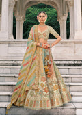Monjolika Fashion Multicolor Silk Bridal With Thread Embroidery And Sequins Work Lehenga | Grocsy