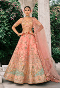 Monjolika Fashion Peach Silk Bridal With Thread Embroidery And Stone Work Lehenga | Grocsy