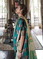Monjolika Fashion Green Zari Woven Work Silk Indian Traditional Wear Saree | Grocsy