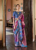 Monjolika Fashion Magenta Zari Woven Work Silk Indian Traditional Wear Saree | Grocsy