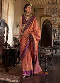 Monjolika Fashion Rust Exclusive Tussar Silk With Elegant Weaving Work Traditional Saree | Grocsy