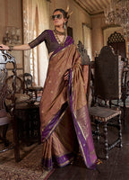 Monjolika Fashion Brown Exclusive Tussar Silk With Elegant Weaving Work Traditional Saree | Grocsy