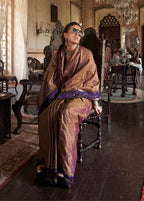 Monjolika Fashion Brown Exclusive Tussar Silk With Elegant Weaving Work Traditional Saree | Grocsy