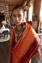 Monjolika Fashion Orange Exclusive Tussar Silk With Elegant Weaving Work Traditional Saree | Grocsy