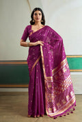 Monjolika Fashion Purple Handloom Weaving Silk Festival Wear Saree | Grocsy
