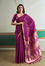 Monjolika Fashion Purple Handloom Weaving Silk Festival Wear Saree | Grocsy