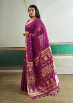 Monjolika Fashion Purple Handloom Weaving Silk Festival Wear Saree | Grocsy
